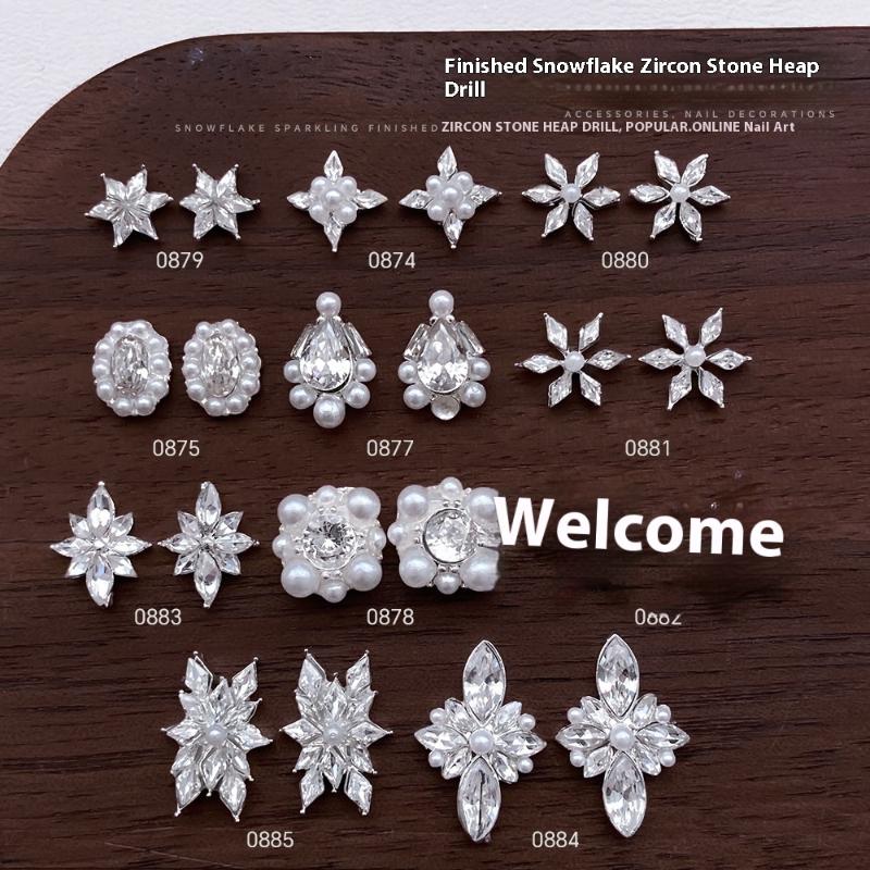 Nail Art Flower - 5 Stücke Schneeflocke Blume Zirkon Perle