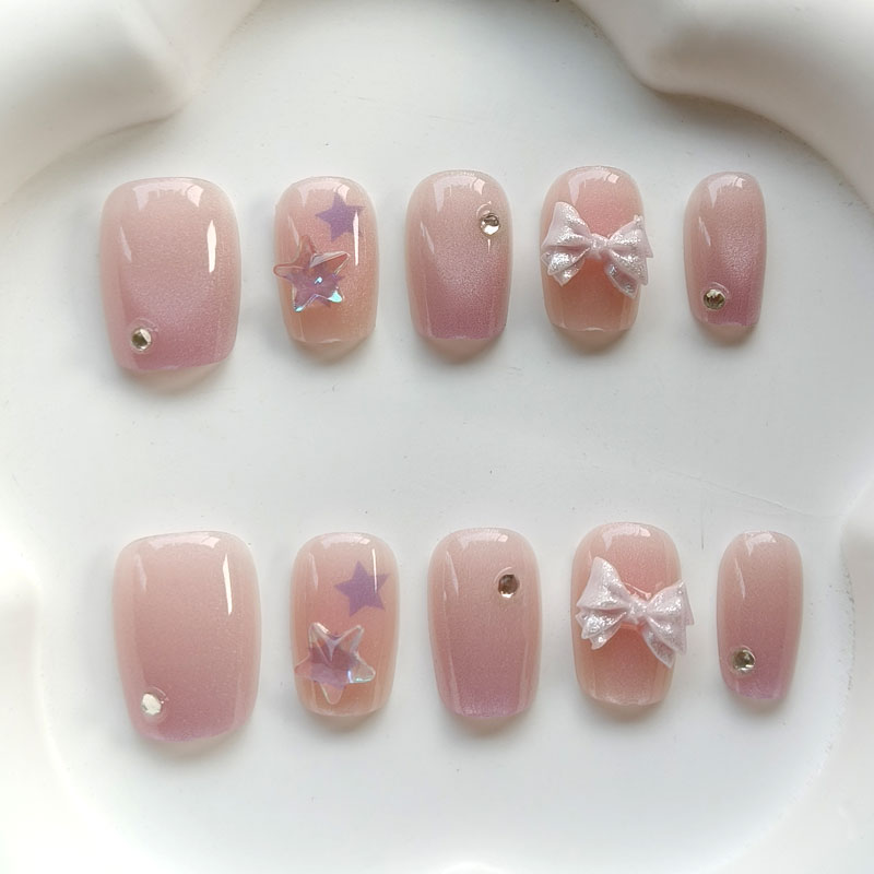 Nail Art Love - 10 Stück Modische Süße Rosa-Lila Schleifenknoten