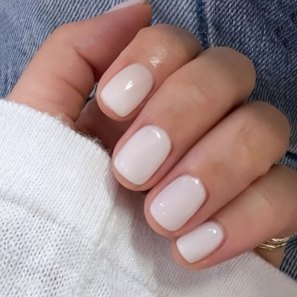 Nail Art Ombre - 24 Stück Milchweiße Aufklebenägel Kurze Quadratische