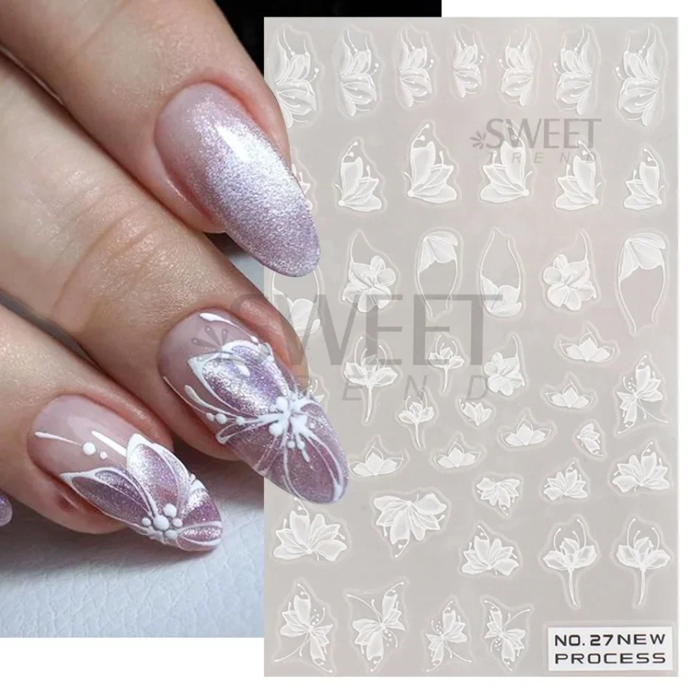 Weiße Spitze Blume Nail Art Au – Nail Art Simple Elegant Bewertung und Preis