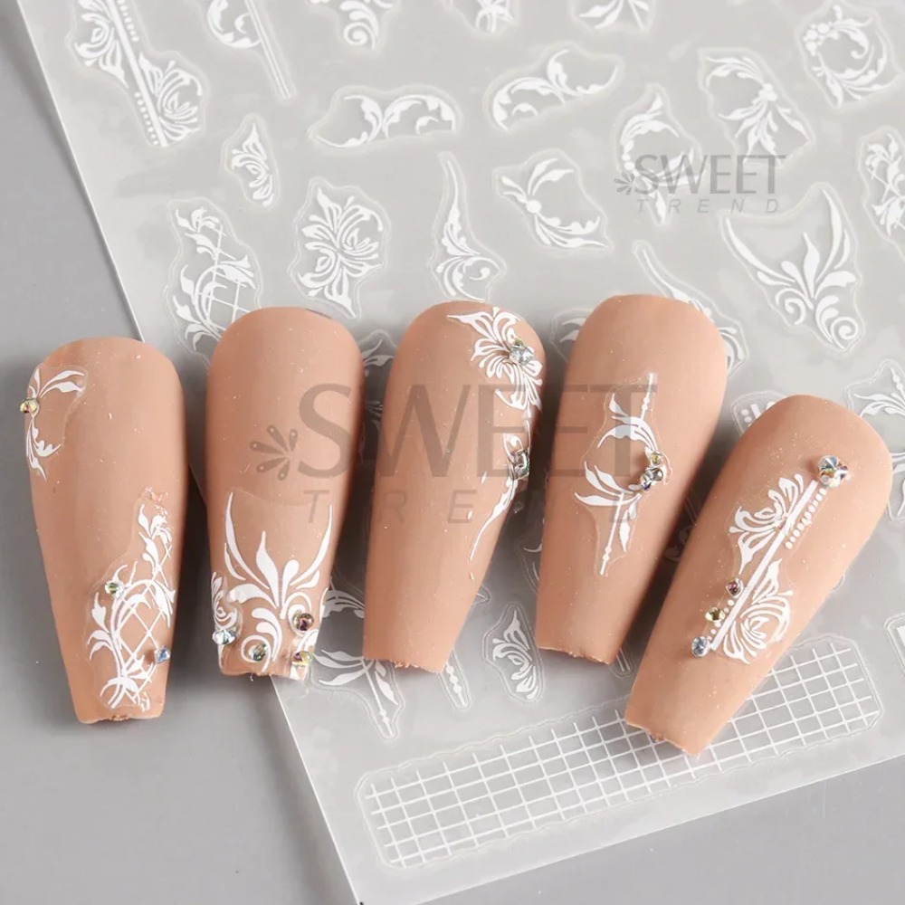 Weiße Spitze Blume Nail Art Au – Nail Art Simple Elegant Bewertung und Preis