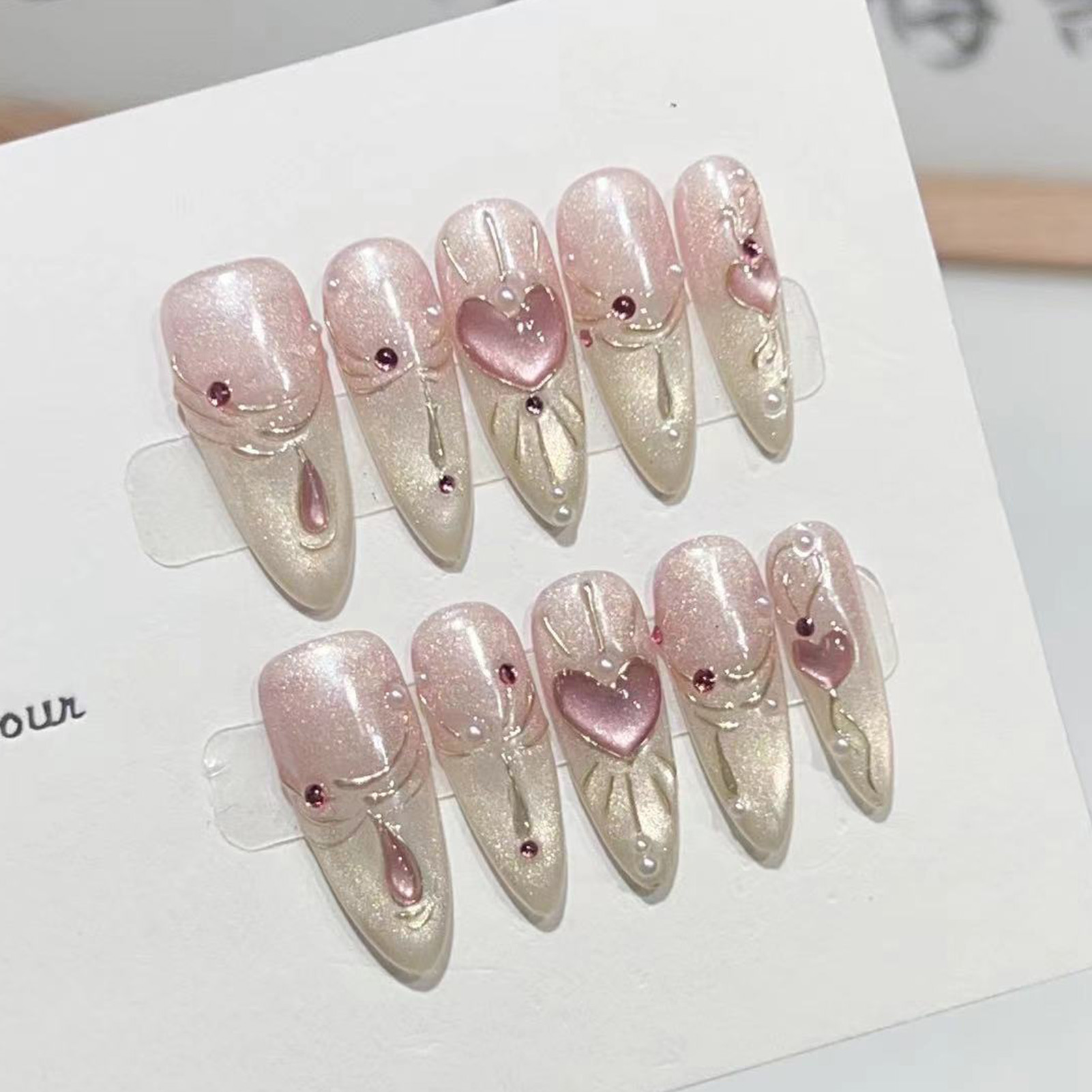 10PCS Mandel Glänzend Drücken  – Nail Art Wedding Bewertung und Preis