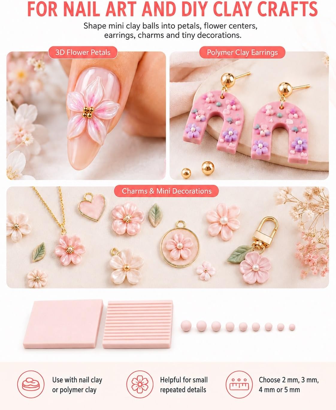 4-teiliges 3D-Druck-Ton-Gel-Ba – Nail Art Flower Bewertung und Preis