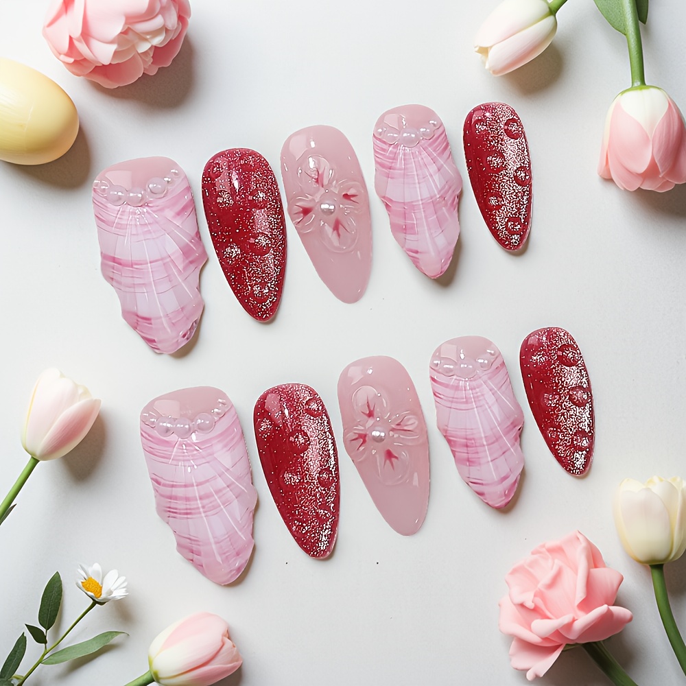 10 Stück Mittellange Mandel-Ha – Nail Art Flower Bewertung und Preis