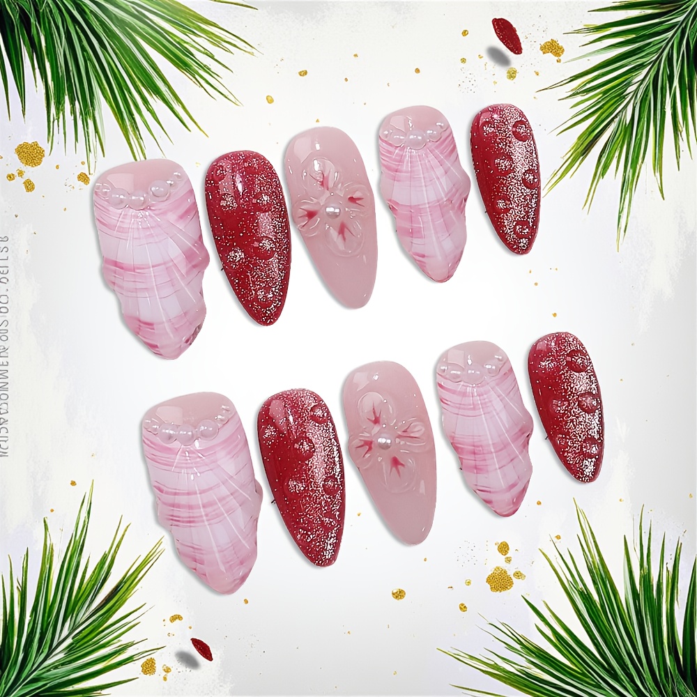 10 Stück Mittellange Mandel-Ha – Nail Art Flower Bewertung und Preis