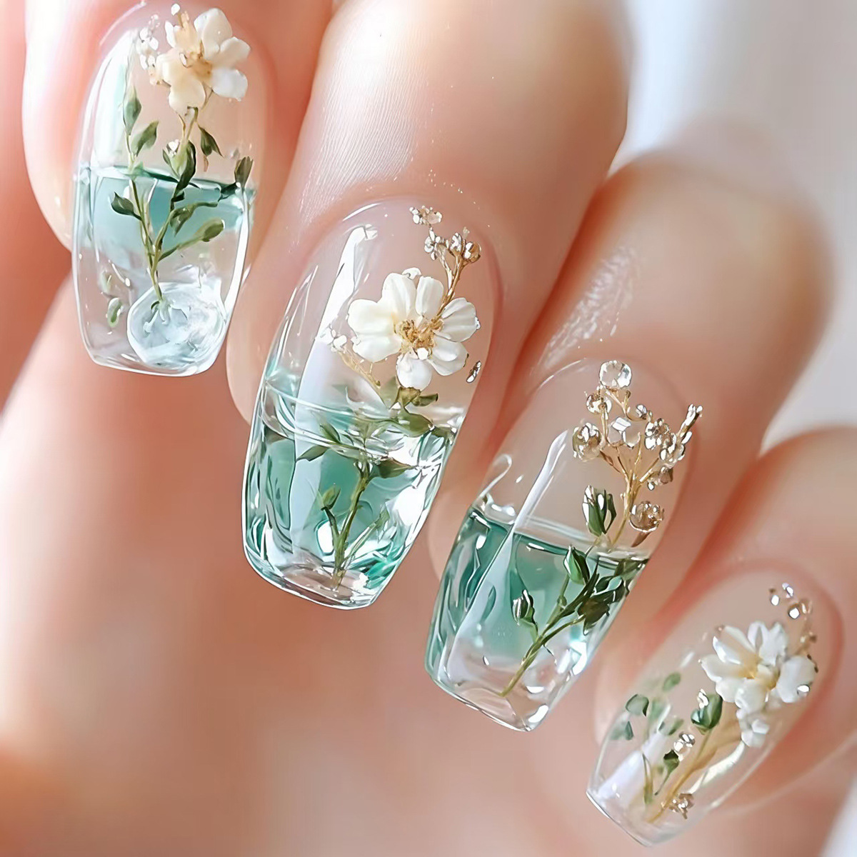 Mittellange künstliche Nägel f – Nail Art Flower Bewertung und Preis